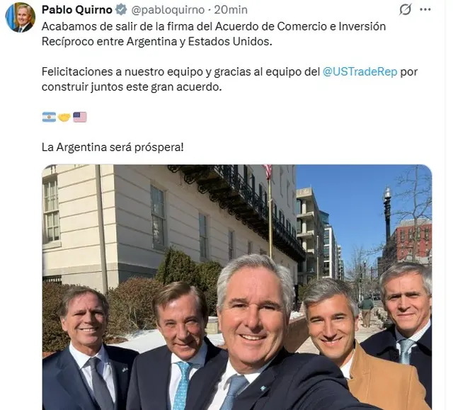 El anuncio de Pablo Quirno sobre la firma del acuerdo comercial con EE.UU.