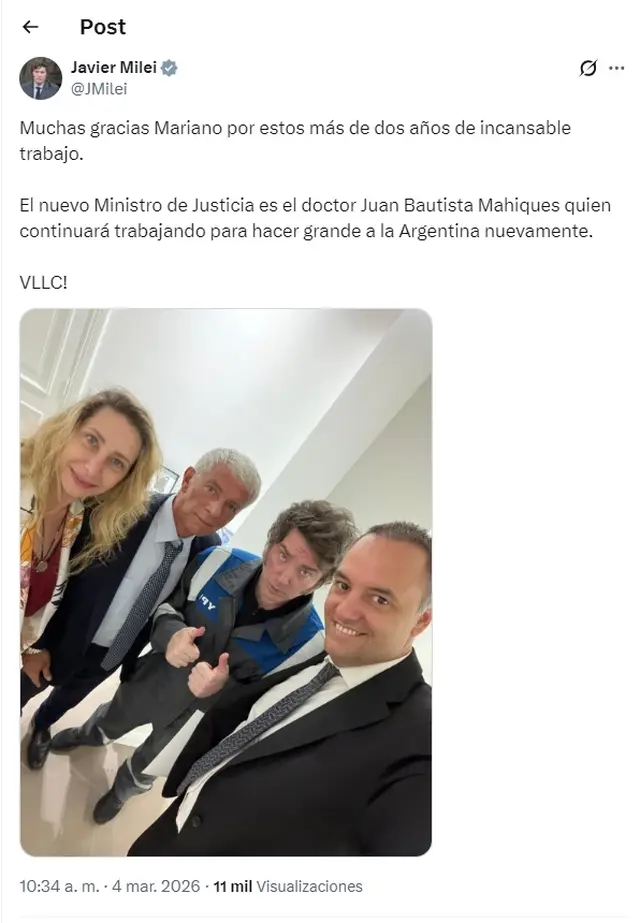 El mensaje de Javier Milei
