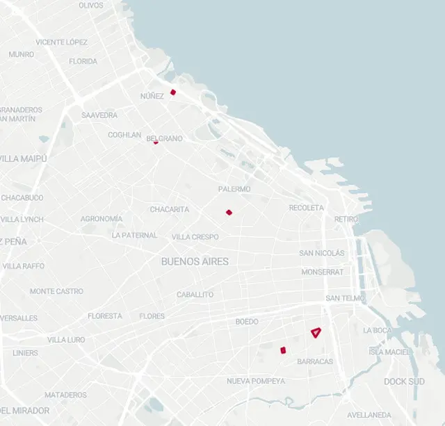 Los cinco puntos elegidos para el plan de estacionamientos
