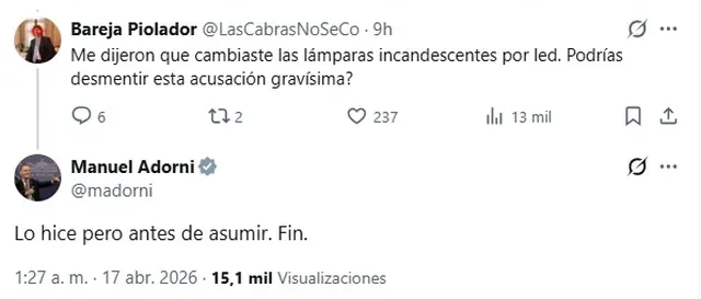 Otra de las respuestas de Adorni en la red social X
