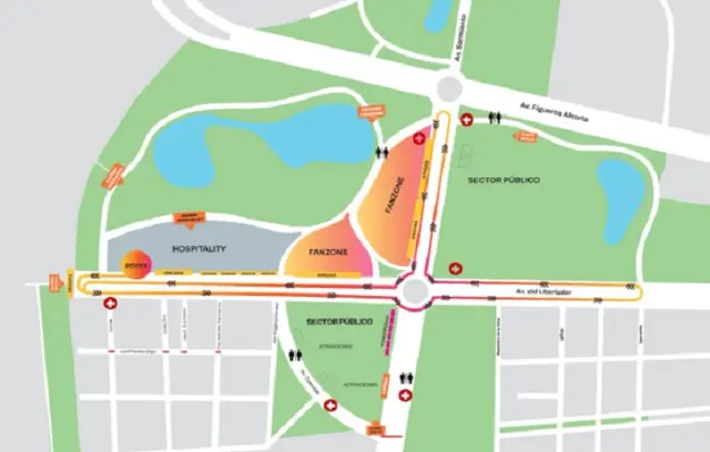 El mapa del recorrido que hará Colapinto durante su exhibición