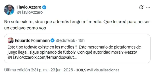 El periodista deportivo no dejó pasar la agresión