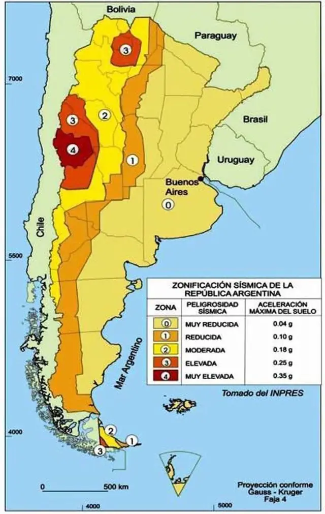 Mapa sísmico actualizado muestra qué provincias argentinas están en mayor peligro