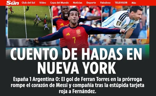 The Sun reflejó la derrota Argentina