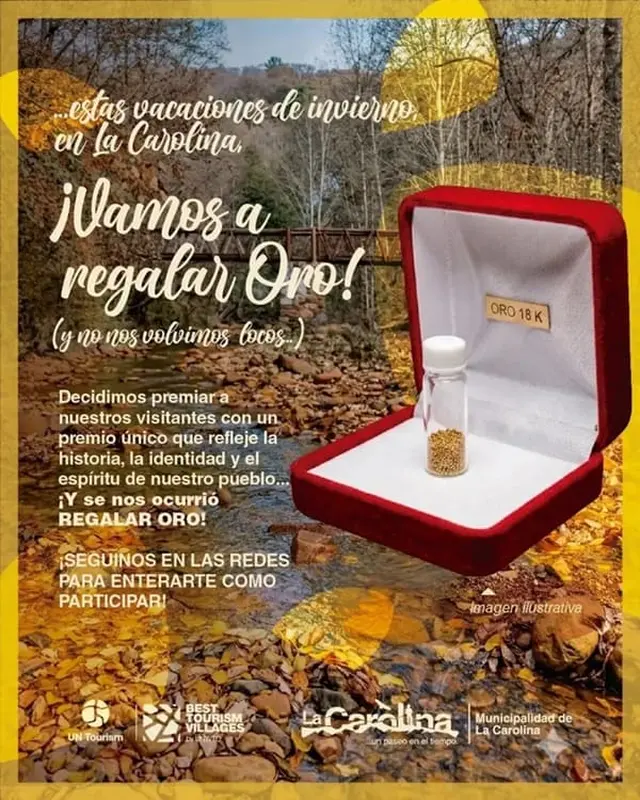La Carolina regala oro de 18 quilates a turistas que lo visiten durante las vacaciones de invierno
