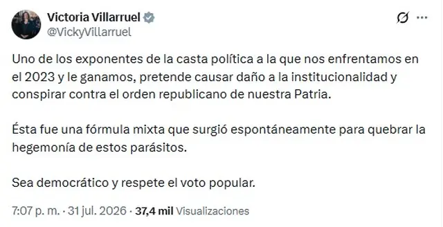 El fuerte mensaje de Victoria Villarruel contra Diego Santilli