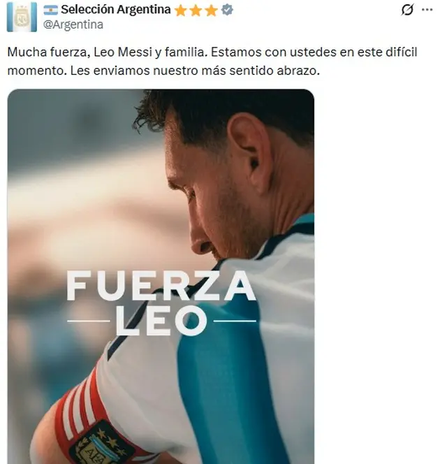 El mensaje de la Selección argentina para Lionel Messi