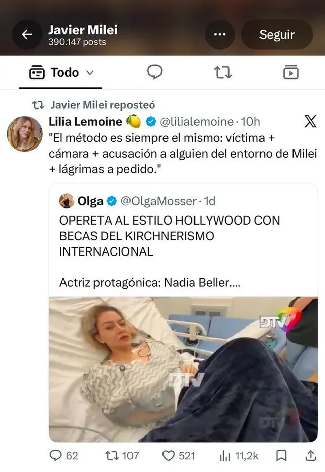 Lemoine difundió una polémica hipótesis sobre el caso y Javier Milei replicó su publicación en