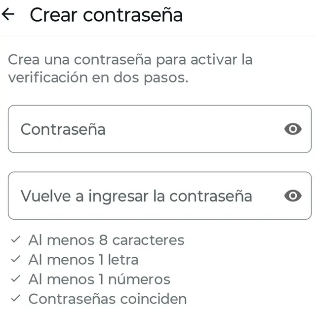Inicio del formulario para cambio de contraseña en WhatsApp