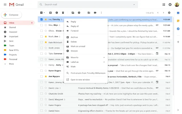 En su interfaz Gmail ofrece múltiples herramientas de gestión del correo electrónico.