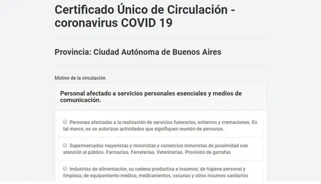 Esta es una de las pantallas donde se debe seleccionar el servicio específico que se desempeña