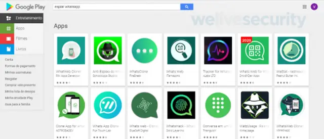 Aplicaciones que se ofrecen en Google Play para espiar WhatsApp.