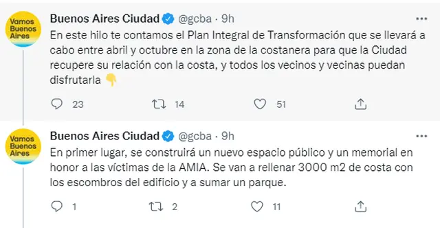 Los tuits que publicó 