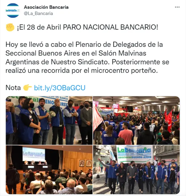 El tuit que publicó La Bancaria