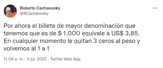 El tuit de Roberto Cachanosky