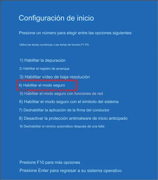 Será necesario iniciar el equipo en modo seguro.