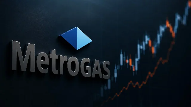 Imagen del logo de Metrogas con un gráfico que simula la evolución del mercado