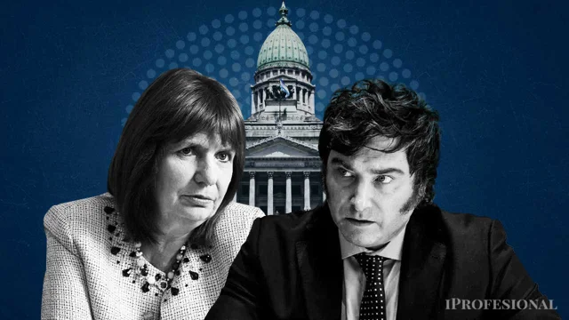Javier Milei y Patricia Bullrich enfrentados, con el Congreso de fondo