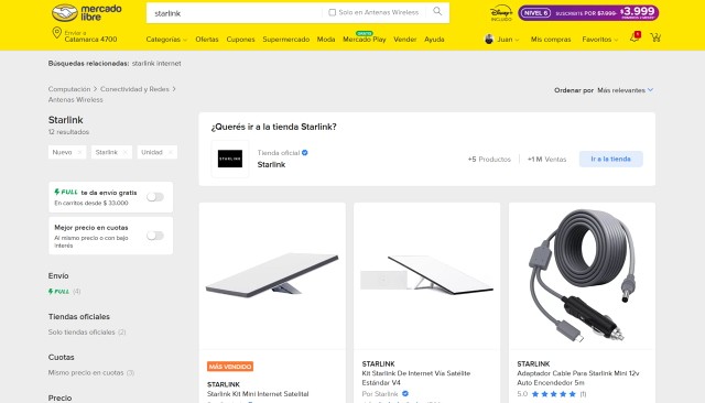 Mercado Libre y Frávega venden el kit de Starlink en cuotas