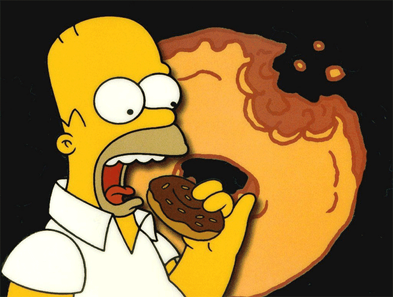 Homero Simpson y sus amigos festejan el retorno de las "Dunkin' Donuts" a Wall Street