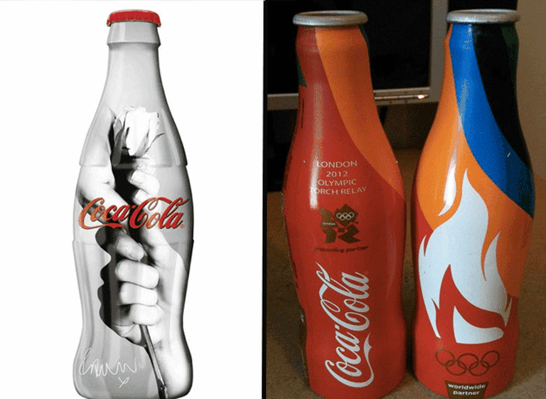 í‰stas son las botellas que diseñó Coca-Cola para los Juegos Olí­mpicos de Londres