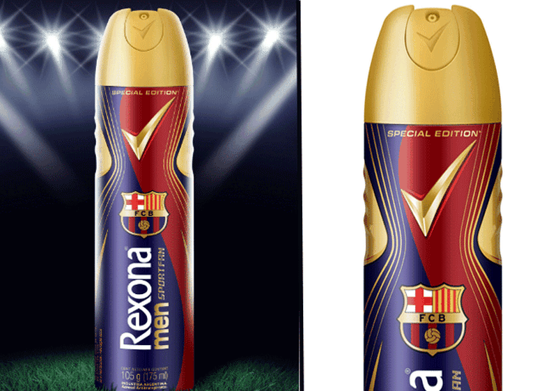 Rexona "sale a la cancha" con los colores de la camiseta del Barcelona en sus desodorantes