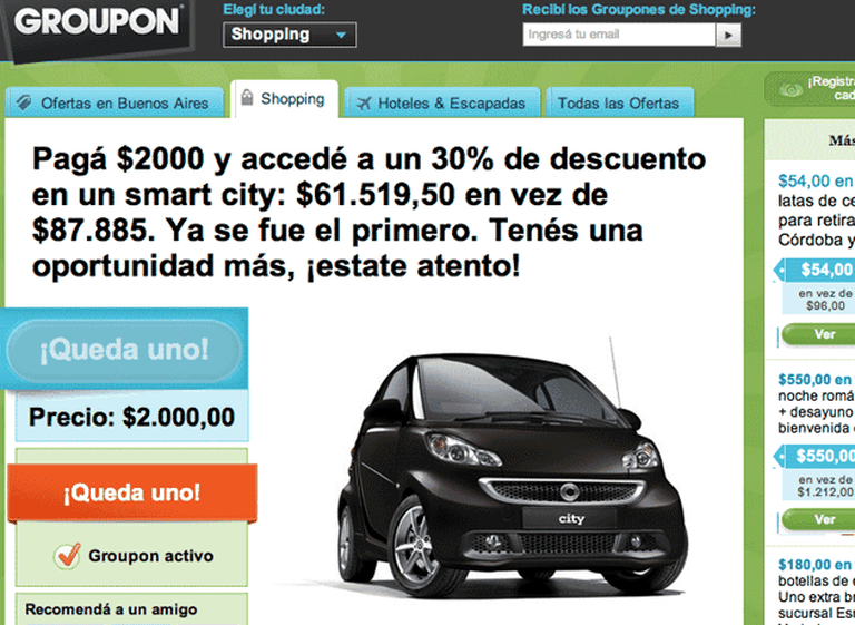 Por primera vez, Groupon Argentina vendió un auto 0 KM