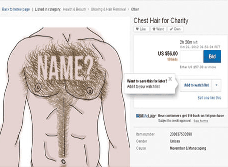 "Ponerle el pecho" a la marca: un hombre subasta su vello pectoral como soporte publicitario en eBay