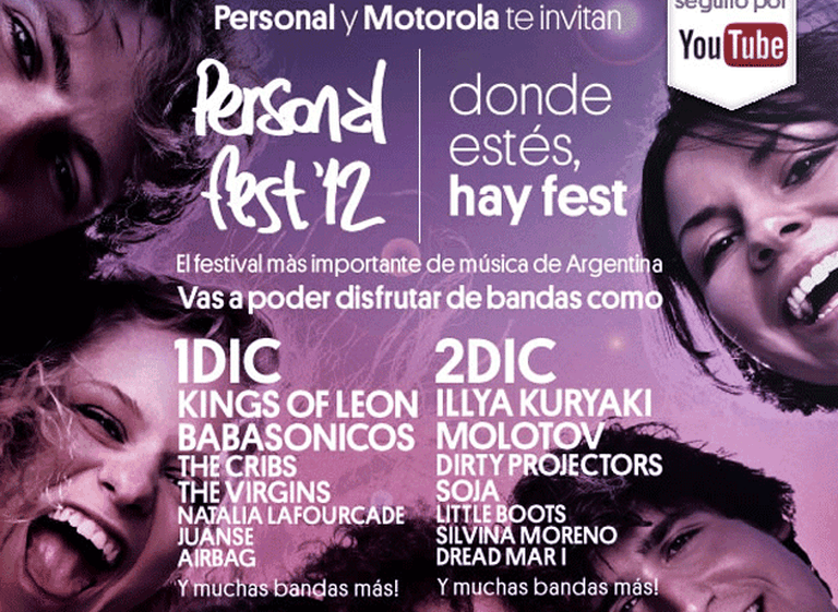 YouTube es el lugar elegido para transmitir en vivo el Personal Fest 2012