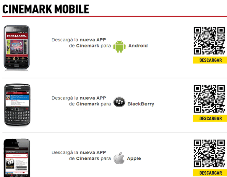 Cinemark lanzó una aplicación para comprar entradas desde el teléfono móvil