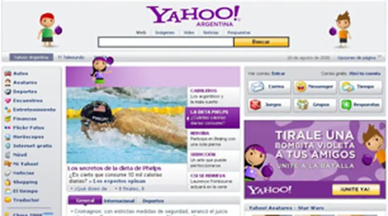 Yahoo sorprende a los usuarios con el color violeta de su portada