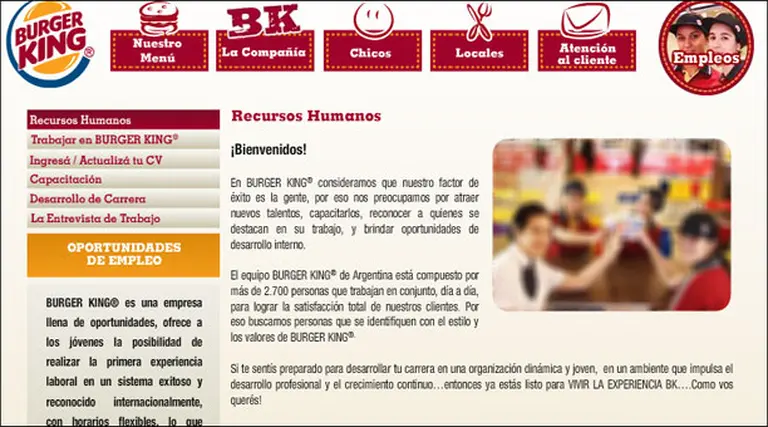 Burger King desarrolló un nuevo sistema de postulación en su web