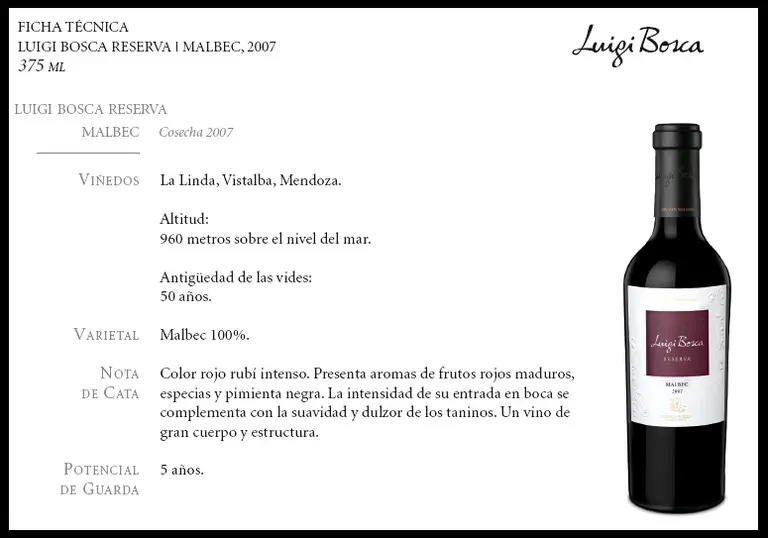 Luigi Bosca presentó su nuevo Malbec en formato 375 ml