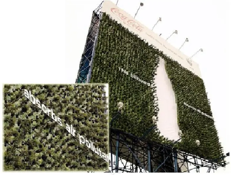 Coca Cola reafirma su polí­tica eco friendly: instala un cartel verde con plantas de verdad