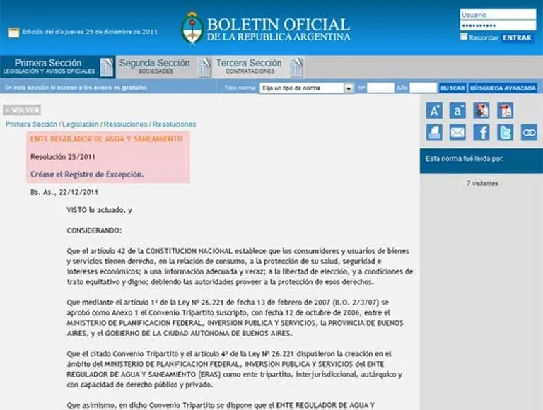 Subsidios: crean Registro de Solicitudes de excepción para el agua