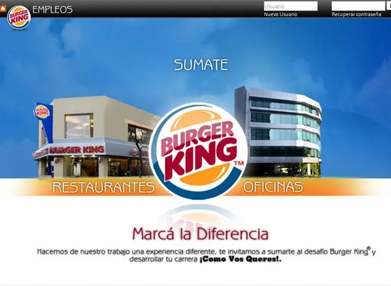 Burger King lanzó un portal para sus búsquedas de personal en la Argentina