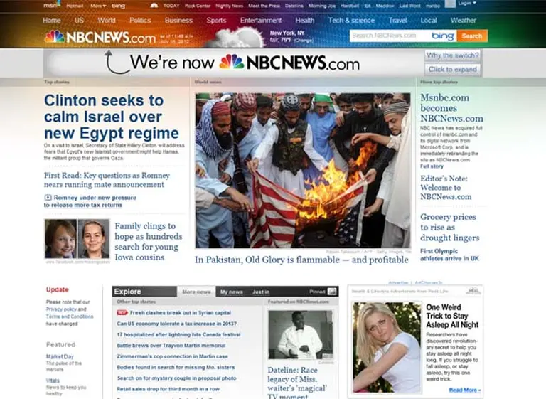 Microsoft y NBC disolvieron el sitio web de noticias MSNBC.com