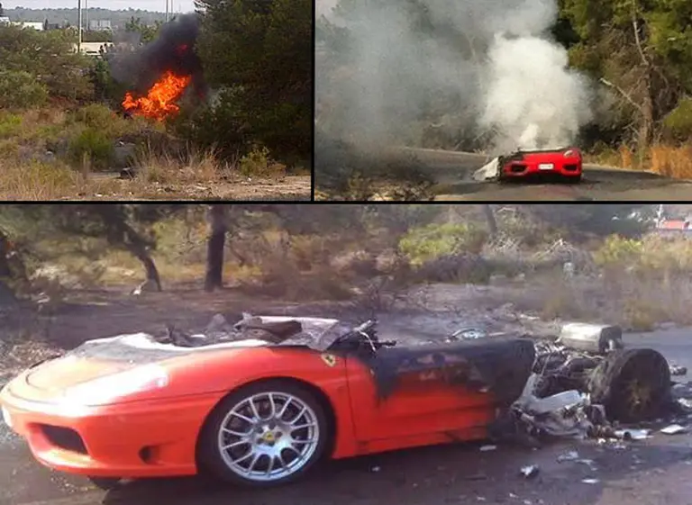 Mala suerte con los autos: se incendió la nueva Ferrari de Ever Banega
