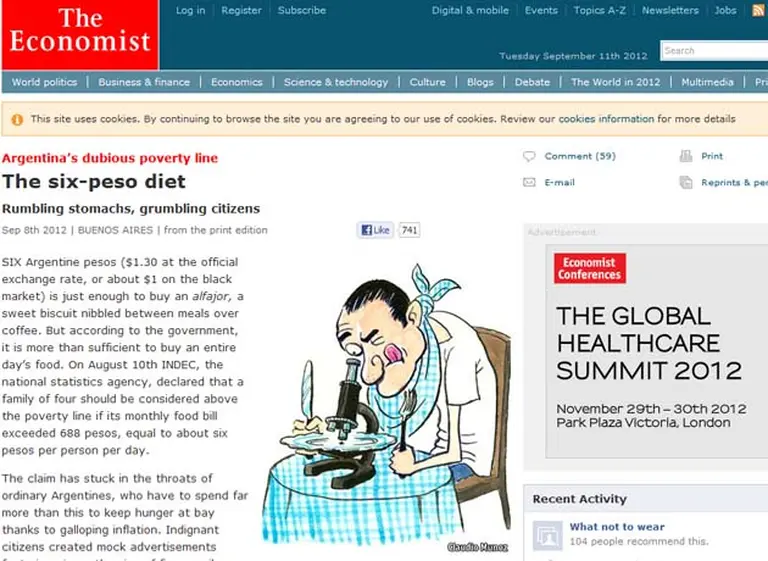 Para The Economist, la canasta de $6 del INDEC "sólo alcanza para un alfajor"