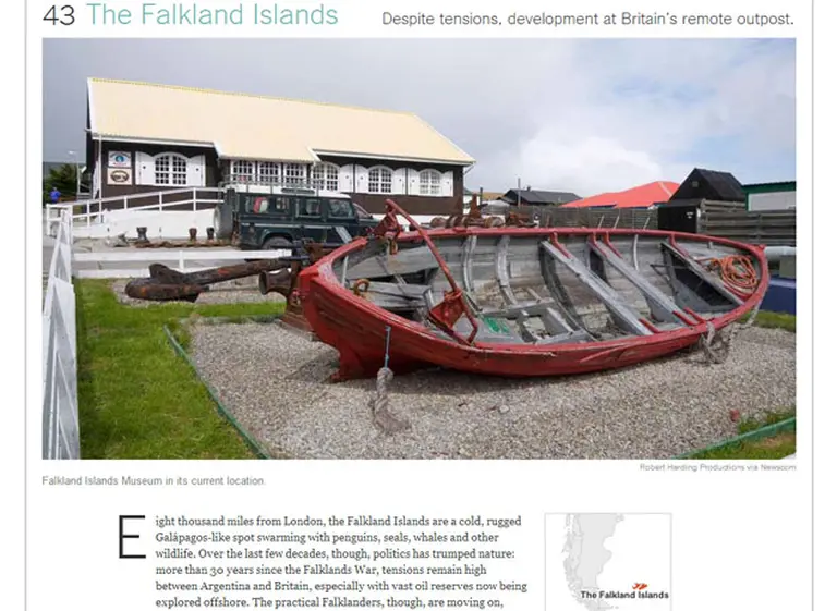 The New York Times recomienda viajar a "Falkland Islands" en 2013