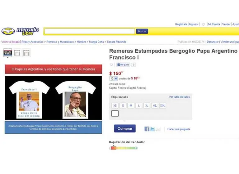 En la web ya se venden tazas y remeras temáticas del nuevo pontí­fice