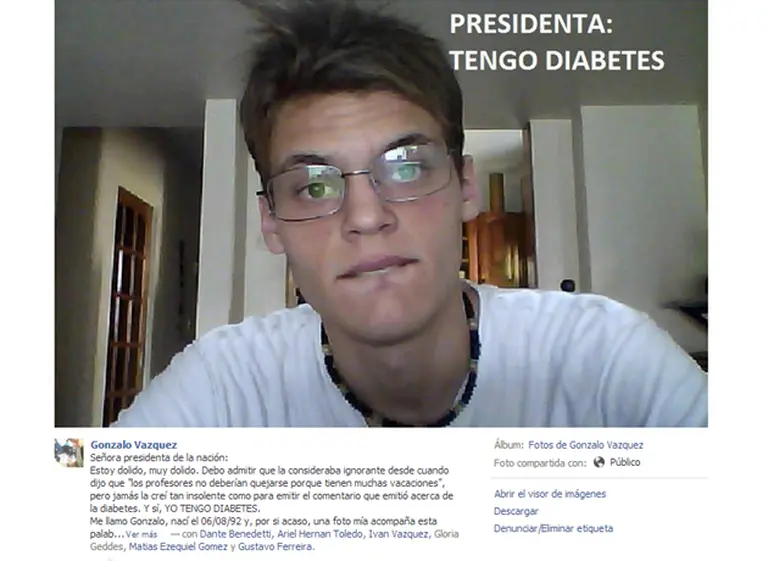 La carta de un joven diabético a Cristina Kirchner "estalló" en Facebook: "Estoy dolido", escribió