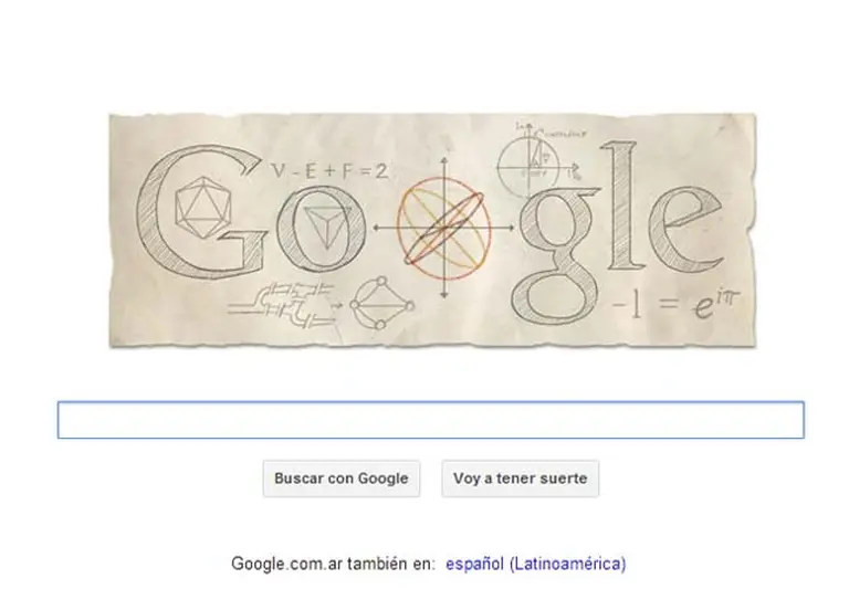 Google celebra con un "doodle" matemático a Leonhard Euler