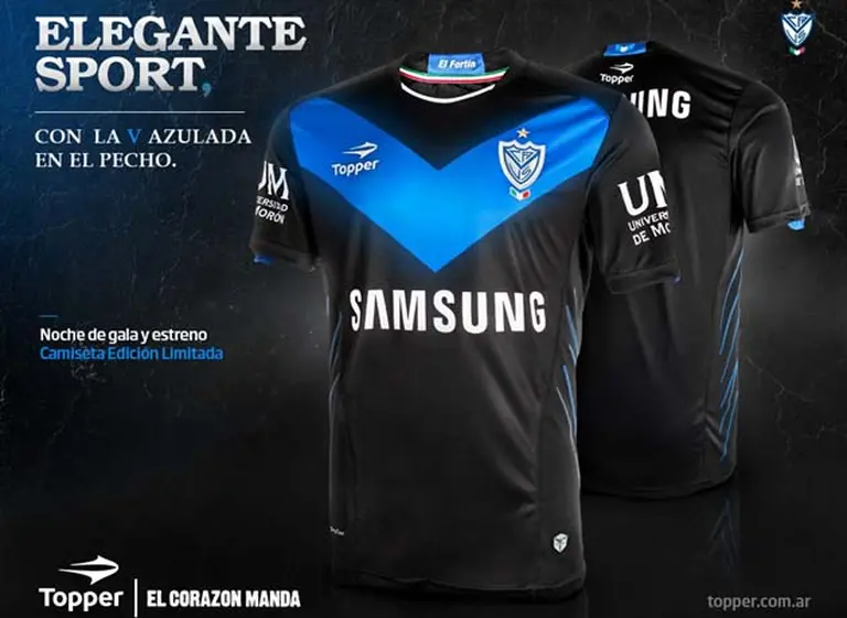 Topper lanzó una nueva camiseta de Vélez en versión "elegante sport"