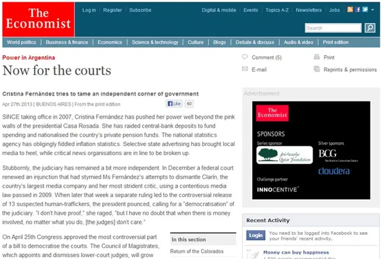 El semanario The Economist, muy duro contra la reforma judicial
