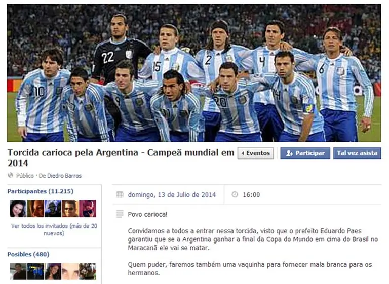 Hinchas cariocas piden que Argentina gane el Mundial para deshacerse del alcalde de Rí­o