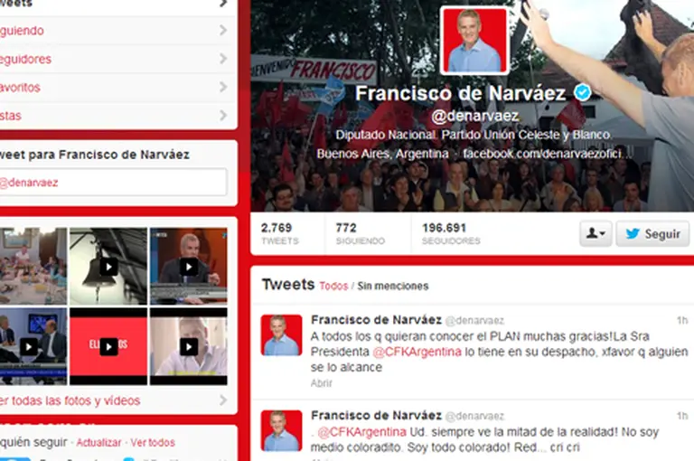 De Narváez le respondió a Cristina: "Ud. siempre ve la mitad de la realidad. No soy medio coloradito, soy todo colorado"