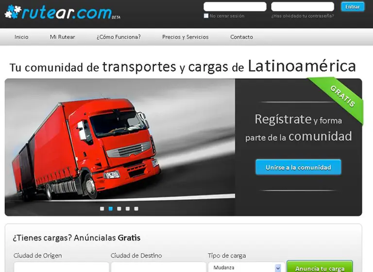 Rutear.com, un servicio "online" que permite aprovechar viajes vací­os de transportistas de carga