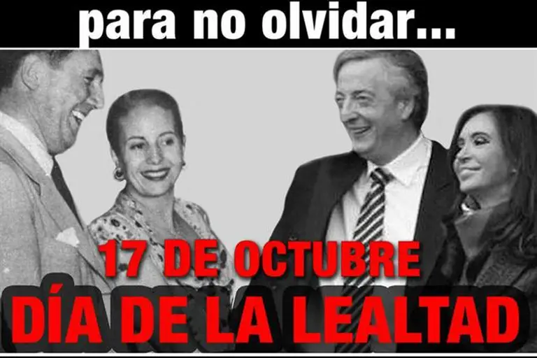 Apareció en la Ciudad un afiche de Néstor Kirchner, Cristina, Perón y Evita