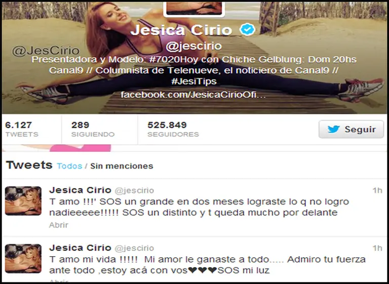 Jésica Cirio felicitó a Martí­n Insaurralde ví­a Twitter: "Le ganaste a todo"